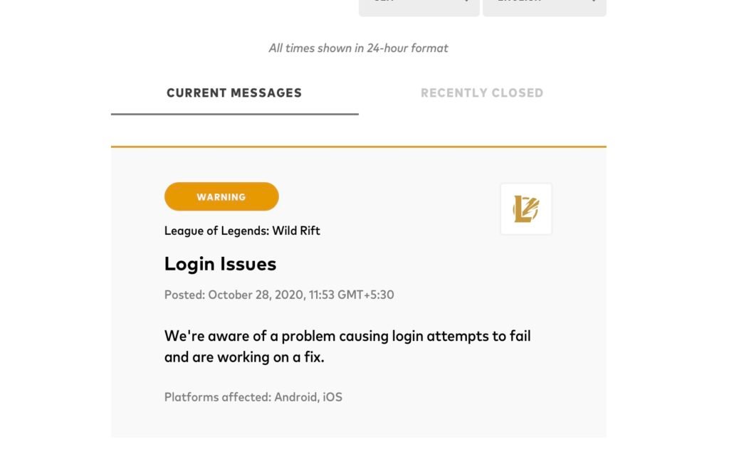 Wild Rift Authentication Error Official MEssage from Riot