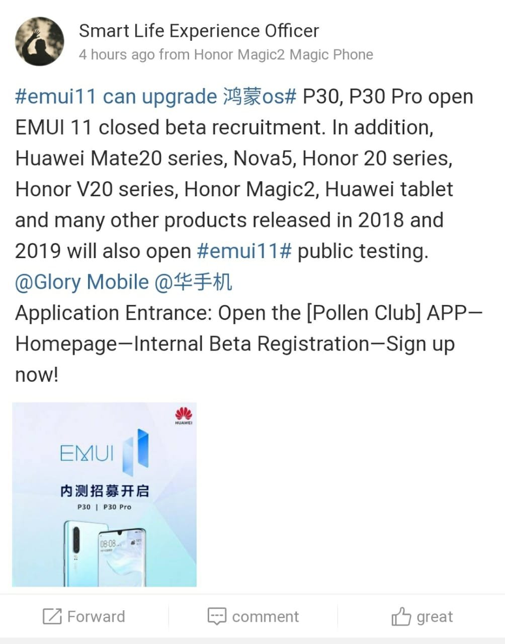 EMUI 11 closed beta recruitment started for Huawei P30/P30 Pro along with  few more devices - DigiStatement