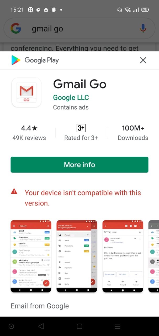 Realme Gmail Go Screenshot