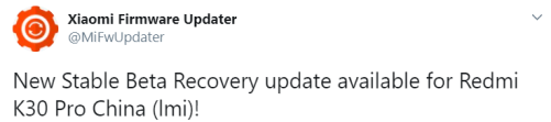 Redmi K30 Pro update