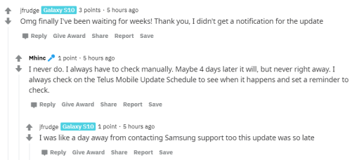 Galaxy S10 latest update