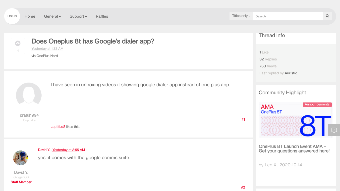 OnePlus forum screenshot