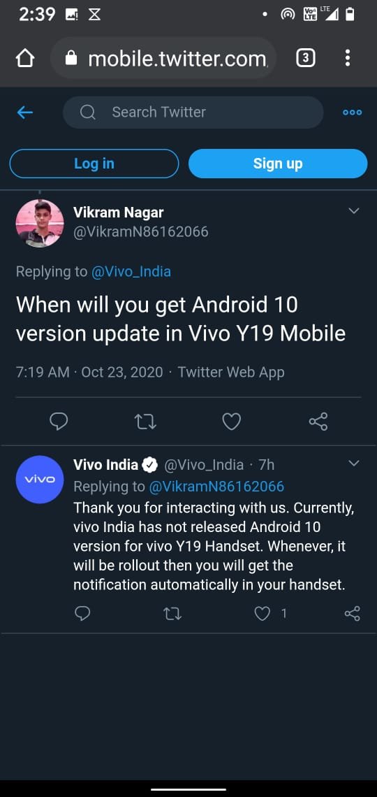 Vivo Y19 Twitter Screenshot