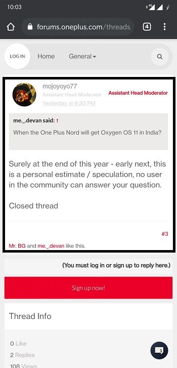 OnePlus Forum Screenshot