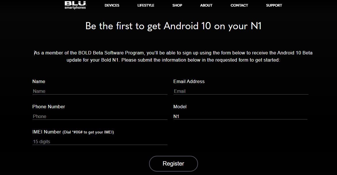BLU BOLD N1 Android 10 Beta Update registration goes live - DigiStatement
