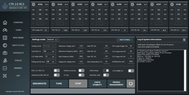 Display of how the new GUI of the ClockTuner looks like 