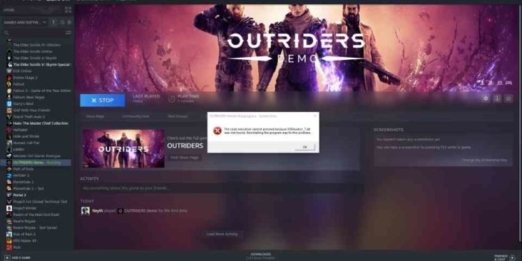 Outriders error