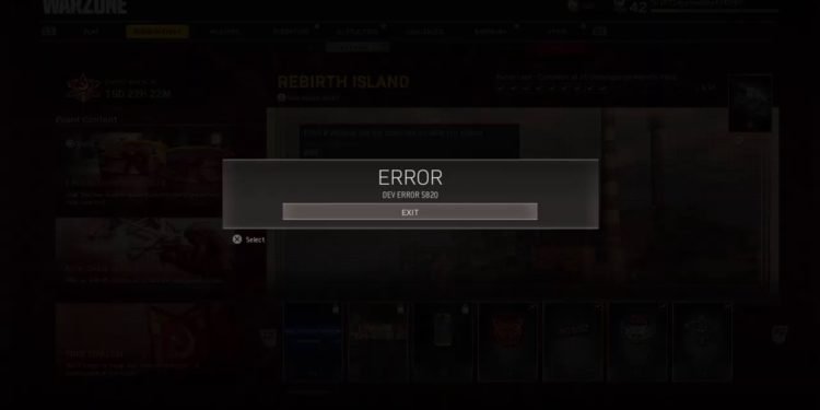 Dev Error 5820
