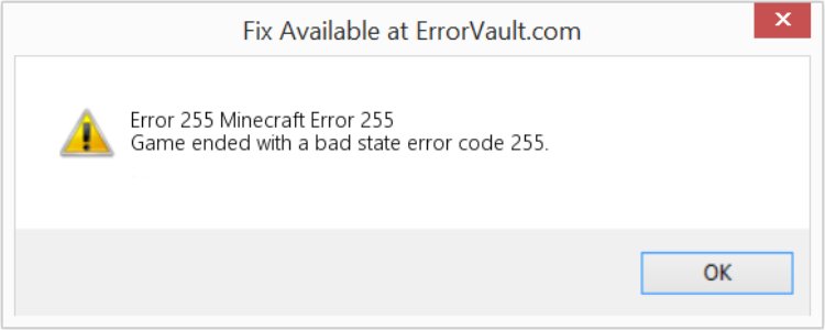 Error code 255 as shown in Minecraft