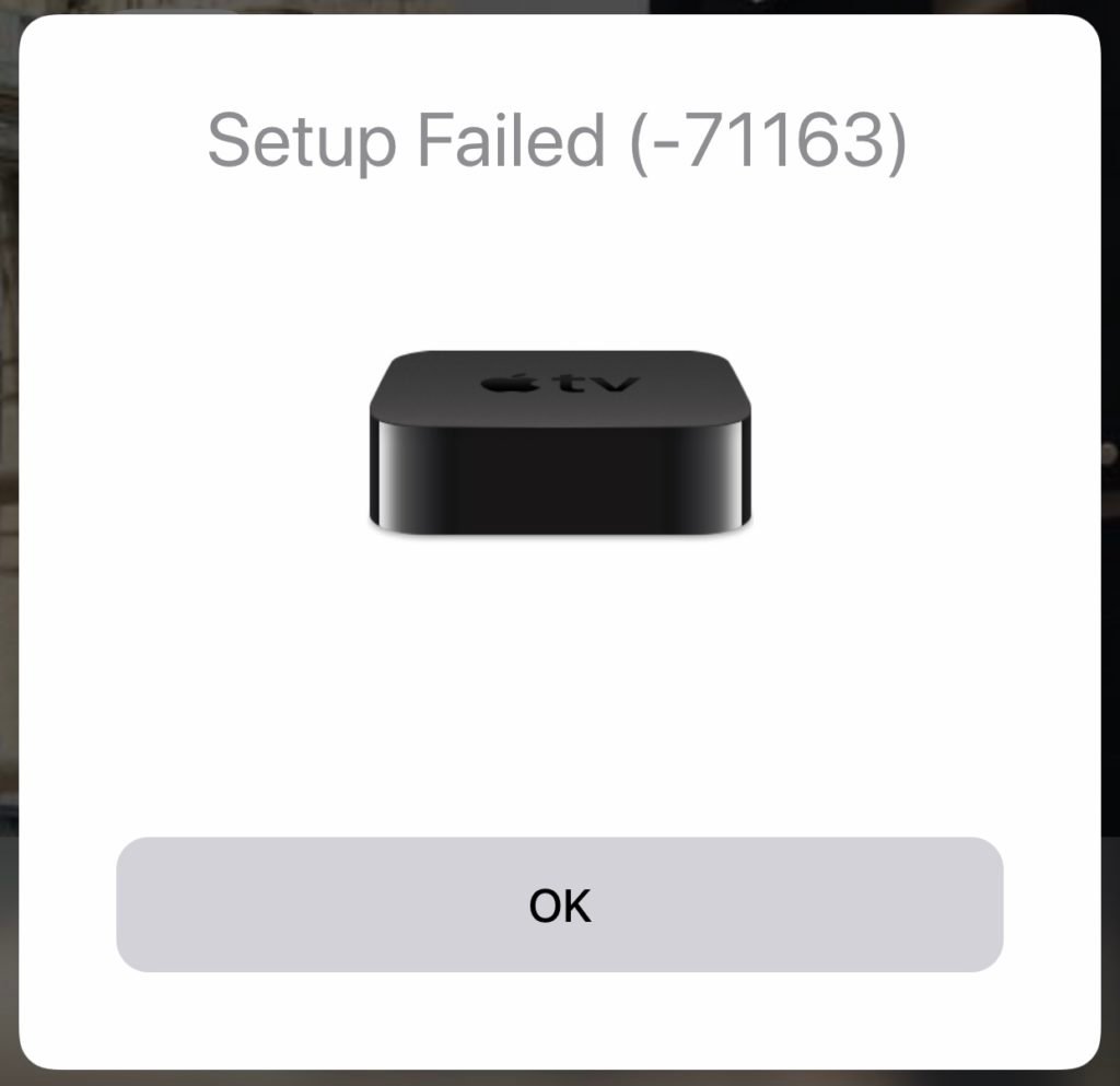 add apple tv to your home failed