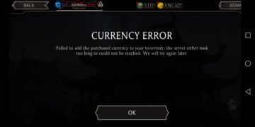 Mortal Kombat mobile currency error