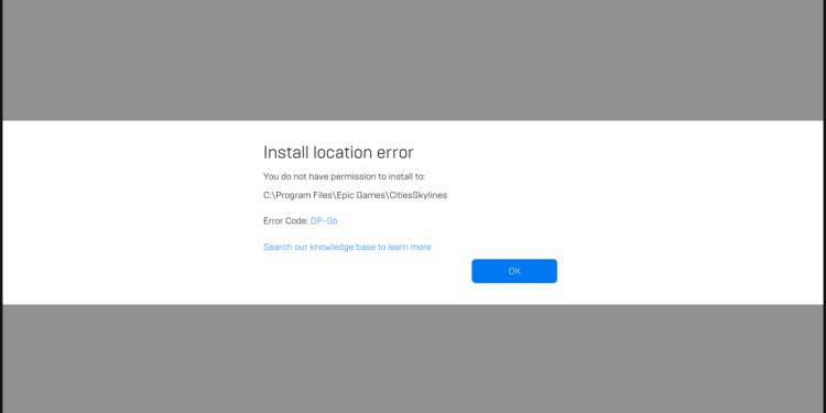 Epic Games install error dp-06