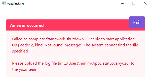 Yuzu Emulator error Unable to start application Os & system can not