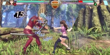 A screengrab of a combat scene from Seven Deadly Sins: Knights of Britannia.