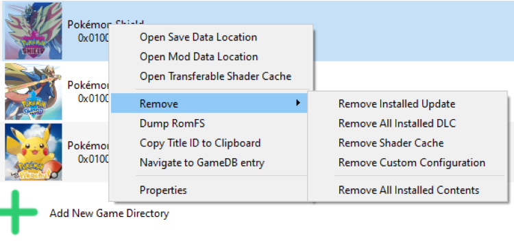 How to uninstall game updates or DLC in Yuzu Emulator?
