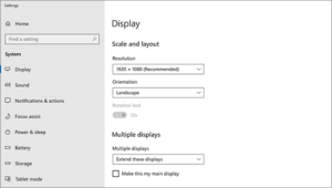 Windows Display settings Source: Microsoft Support