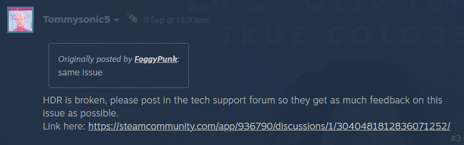 Steam comments on hdr issue 1