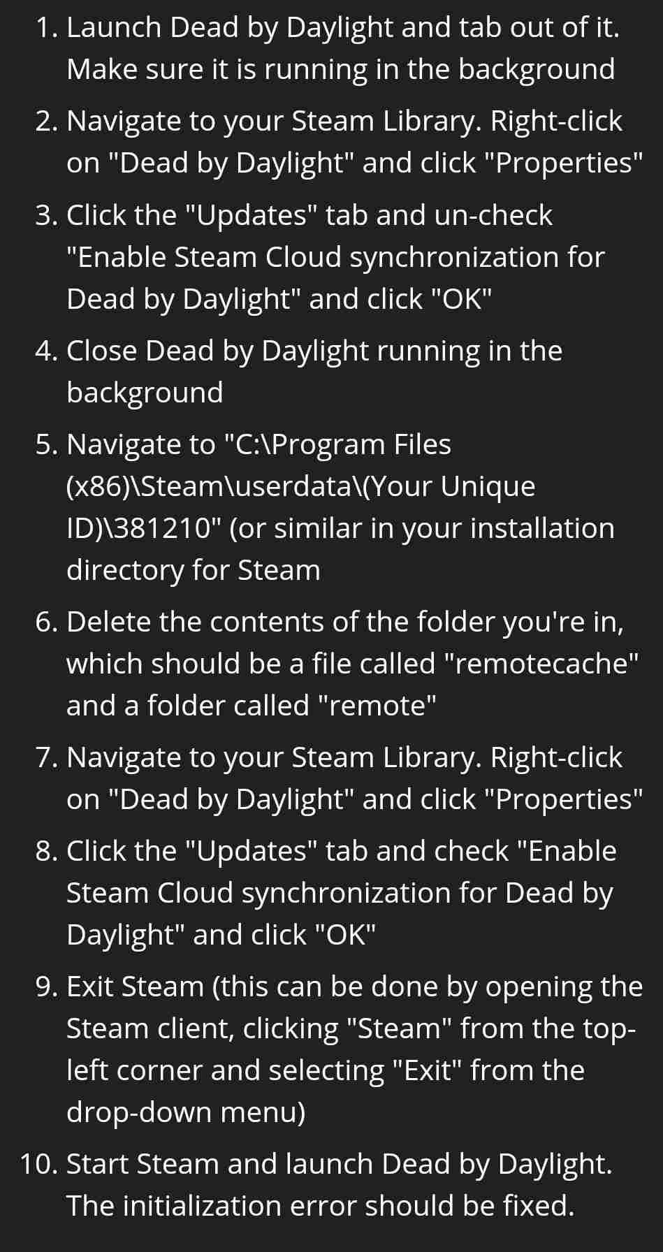 Dead-By-Daylight-Initialization Error