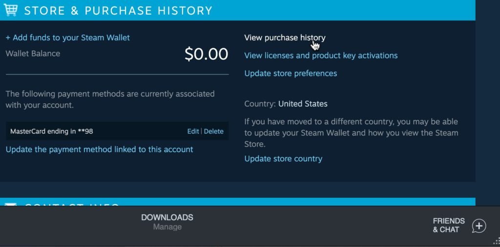How to view purchase history on Steam Account?